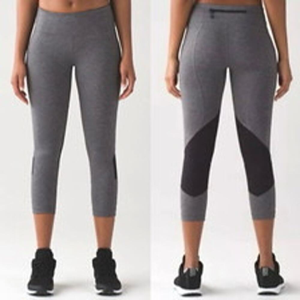 Lululemon Pace Rival Crop 22” Inseam Heathered Black / Heathered Slate Size 8